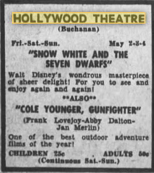 Hollywood Theatre - MAY 1 1958 AD